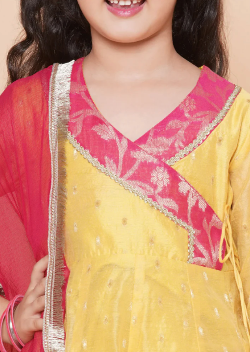 Yellow Angrakha Gotta Patti Kurta & Sharara set With Dupatta - Image 2